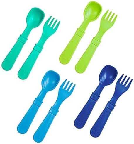 Re-Play Toddler Forks Spoons Set - 8 Pieces Under The Sea Design