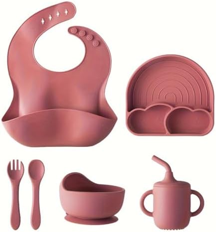 6-Piece Silicone Baby Feeding Set with Strong Suction