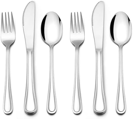 E-far 6-Piece Kids Silverware Set Stainless Steel Safe for Toddlers