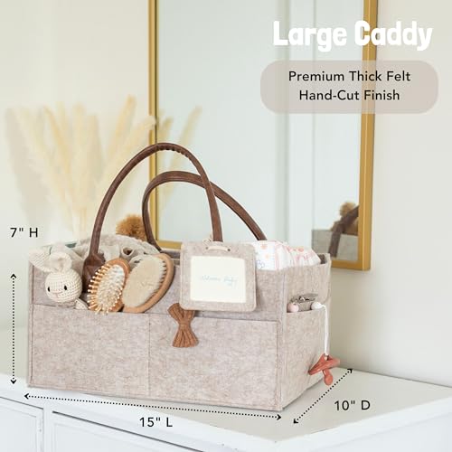 Lily Miles Baby Diaper Caddy Organizer - Neutral Large Sand