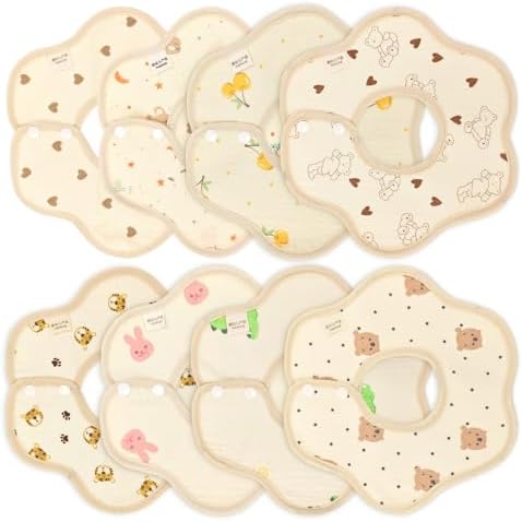 DOSMINE Baby Bibs 8 Pack Muslin for Drooling and Teething