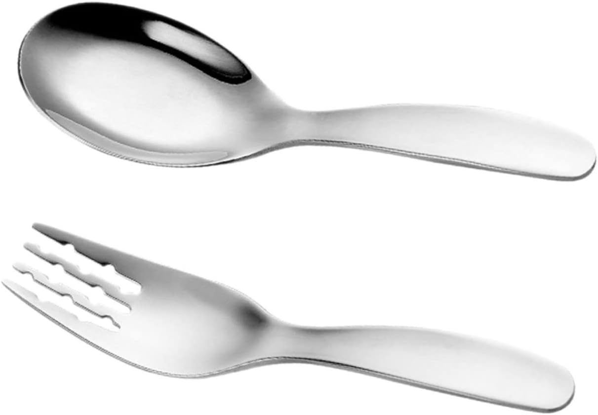 HONMEET 316 Stainless Steel Fork Spoon Set Self Feeding Utensils