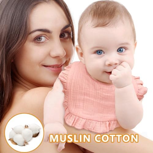 EllieHouse 10 Pack Muslin Baby Bibs for Drool and Teething