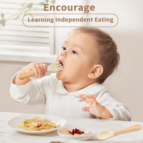 LITTLE RAWR Silicone Baby Spoons Forks 6 Pack