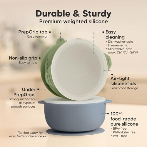 KeaBabies 4-Pack Silicone Feeding Set with 2-Pack Suction Bowls