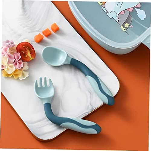 SECFOU 2 Sets Soft Spoons and Forks for Self Feeding
