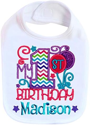 First Birthday Bib for Baby Girl with Custom Name