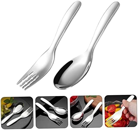 2PCS Stainless Steel Training Fork and Spoon Set for Babies