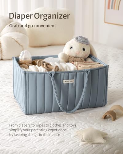 Blissful Diary Baby Diaper Caddy Organizer Dusty Blue