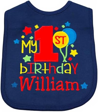 Fantasy Kids Designs First Birthday Boy Bib with Name