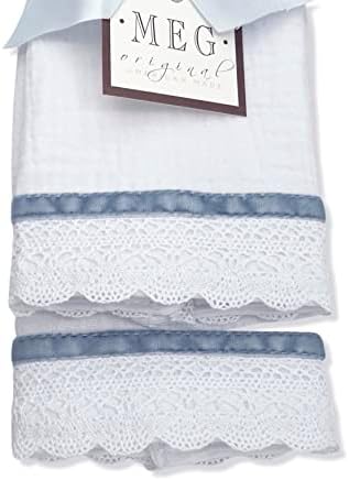 MEG Original Baby Burp Cloth Set - Blue Stripe on Cotton 1