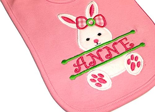 Easter Bunny Bib for Baby Girl with Name