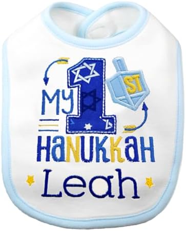 First Hanukkah Baby Bib with Custom Name 1