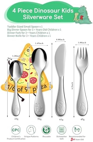 EIUBUIE Toddler Silverware Set 4pcs Durable 1810 Stainless Steel