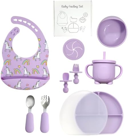 BY FOREV Silicone Baby Feeding Set with Sippy Cup and Bib