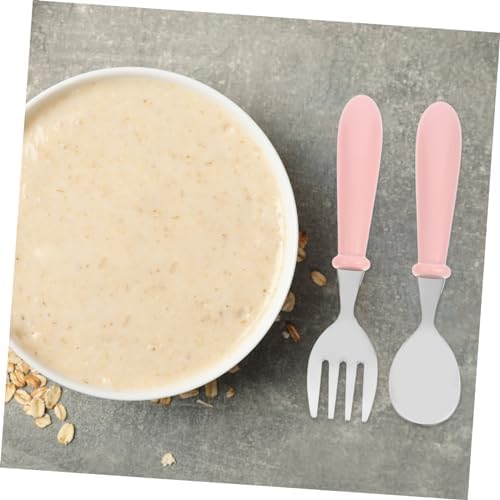 KICHOUSE 1 Set Stainless Steel Spoon Fork Utensil Kit for Baby