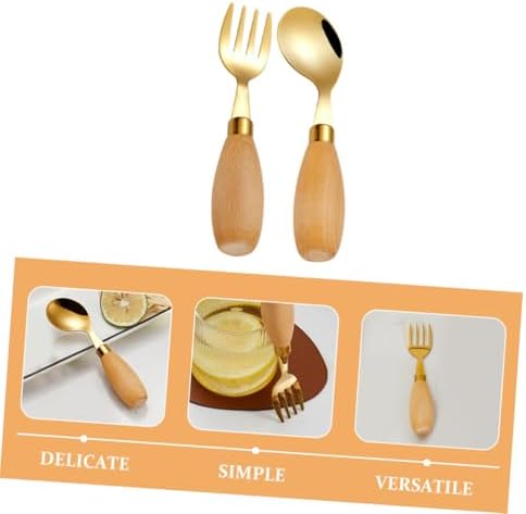 Luxshiny 4-Piece Curved Spoon Fork Set for Babies