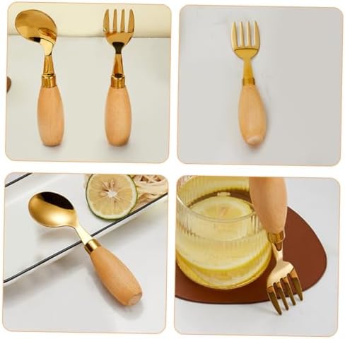 Luxshiny 4-Piece Curved Spoon Fork Set for Babies