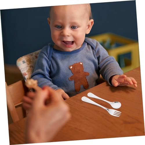 PLAFOPE Baby Utensil Set with Bear Design Handles