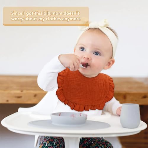 EllieHouse 10 Pack Muslin Baby Bibs for Drool and Teething