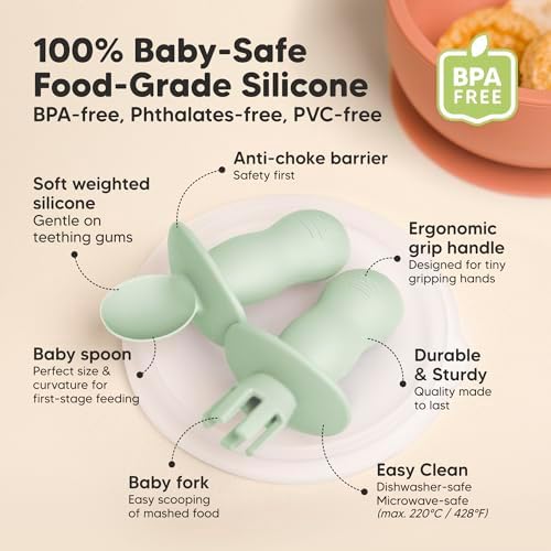 KeaBabies 4-Pack Silicone Feeding Set with 2-Pack Suction Bowls