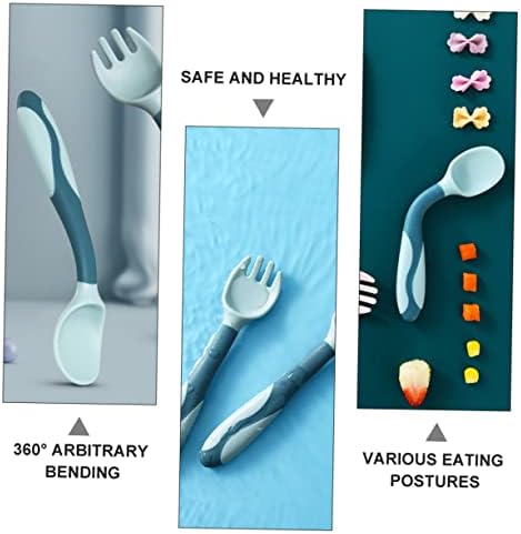 SECFOU 2 Sets Soft Spoons and Forks for Self Feeding