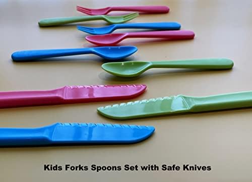 Jawbush 9 Pcs Kids Cutlery Set with Forks Spoons Knives
