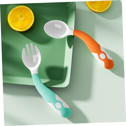 Hohopeti 1 Set Soft Orange Spoon Fork Cutlery for Babies