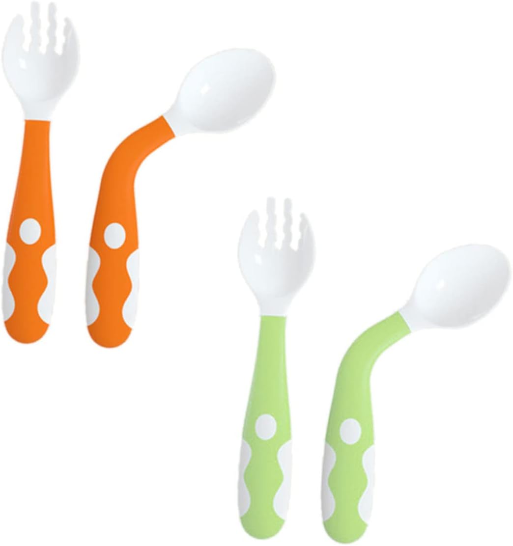 Hoement 4 Pcs Bending Cutlery Set for Baby