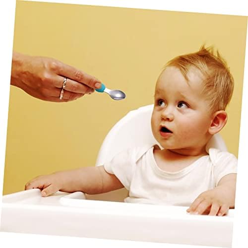Toyvian Stainless Steel Spoon and Fork Set for Baby Weaning