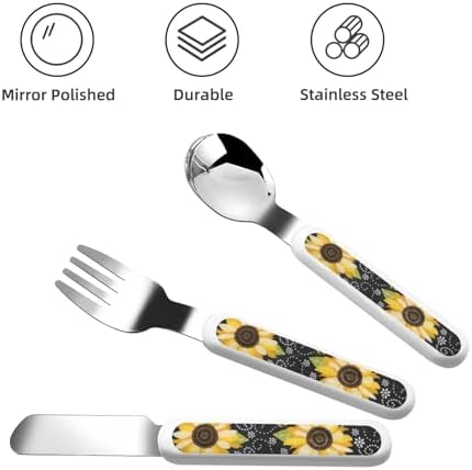 Sunflower Bee Print Flatware Set with Travel Case 1