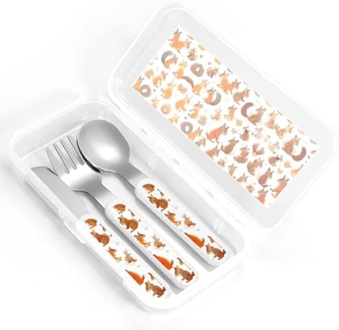 Cute Squirrels Print Stainless Steel Utensils Set with Travel Case