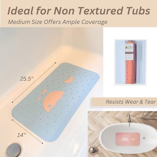 LilPea Non Slip Bath Mat for Baby Kids 14x25 Pink