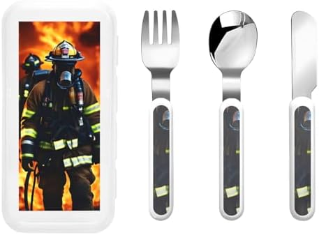 Firefighter Flame Print Cutlery Set with Travel Case