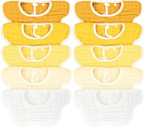 EllieHouse 10Pack Baby Bibs 8-Layer Muslin Cotton