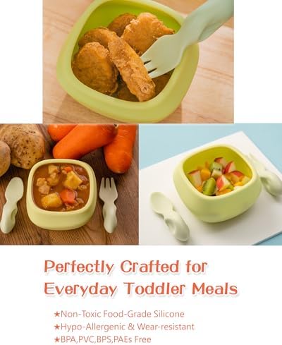 Tiny Genius Toddler Utensils Set with Bowl - Non-Slip BPA Free Ergonomic