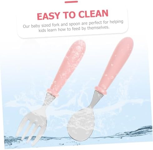 KICHOUSE 1 Set Stainless Steel Spoon Fork Utensil Kit for Baby