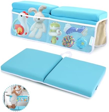Bath Kneeler with Elbow Rest and Toy Organizer Blue