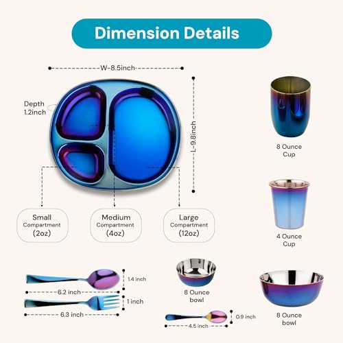Ahimsa 9 Piece Dish Set - Iridescent Blue
