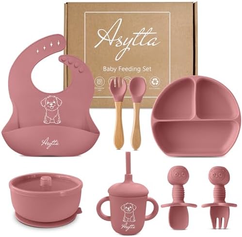 ASYTTA Silicone Baby Feeding Set Pink