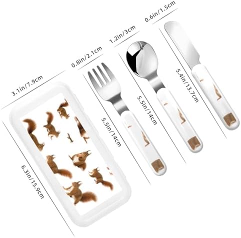 Cute Squirrel Print Stainless Steel Flatware Set with Travel Case