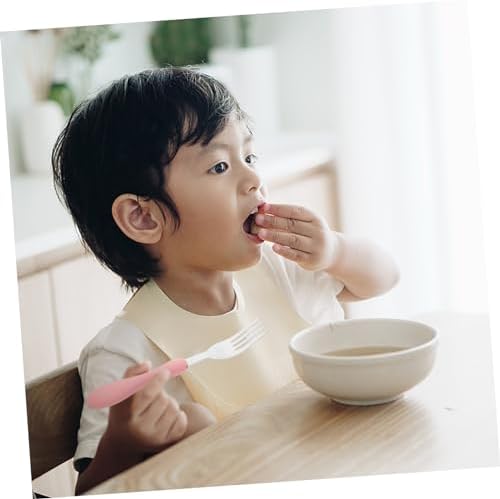KICHOUSE 4pcs Cartoon Utensils Set with Silicone Handles