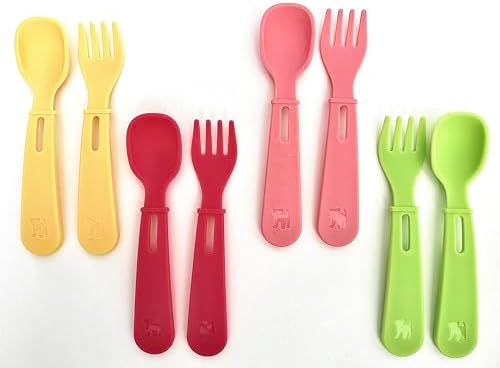 Toddler Feeding Spoon Fork Set 4 Pieces 8 Utensils BPA Free