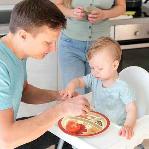 RayPard 5 Pcs Bamboo Kid Plate and Bowl Set