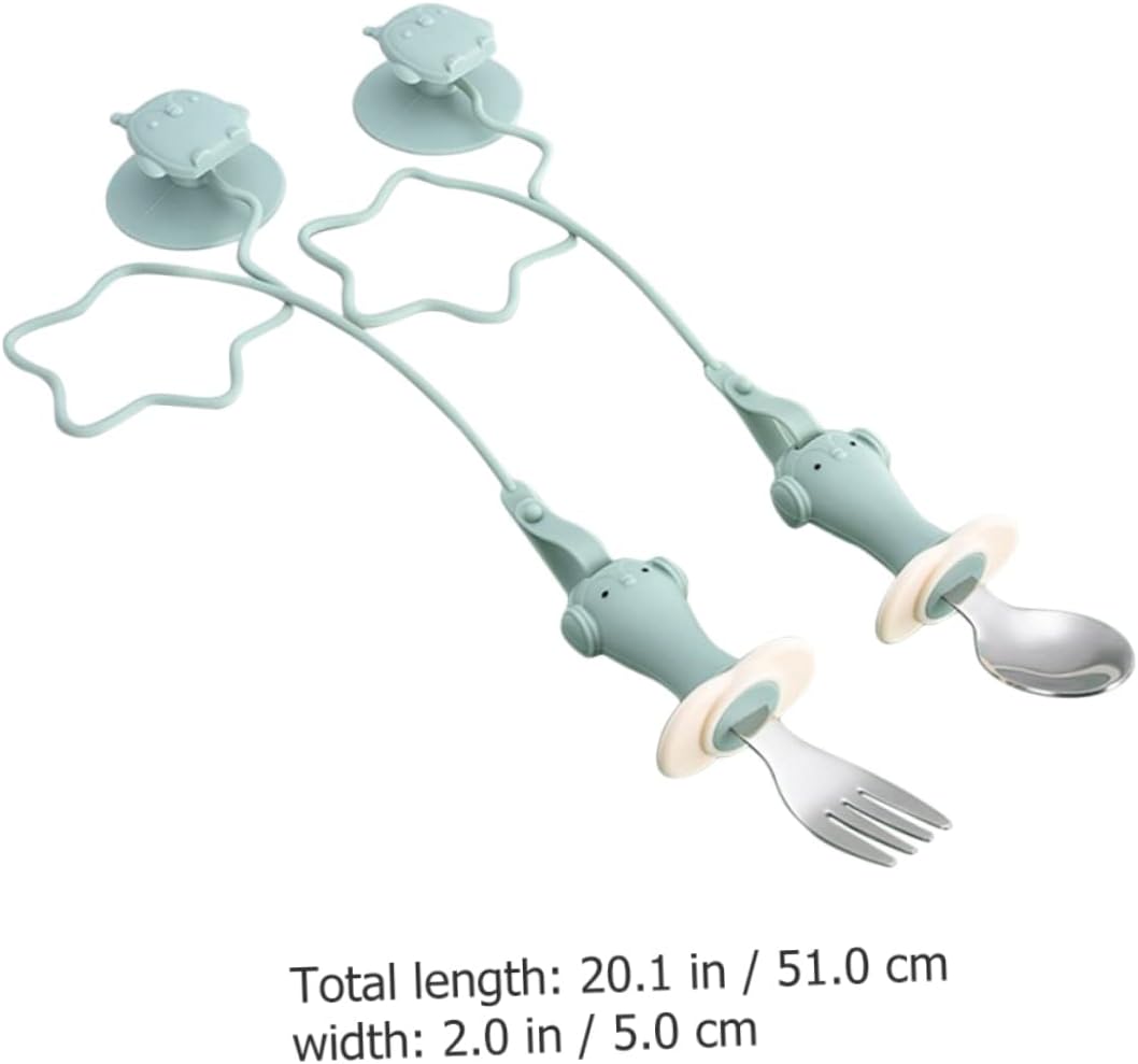 Mikinona 1 Set Silicone Spoon and Fork for Babies