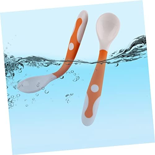 Toyvian 4 Pcs Bending Fork and Spoon Set for Baby Mealtime