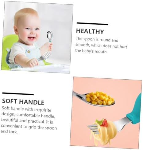 VOSAREA Training Fork and Spoon Set 2pcs for Babies