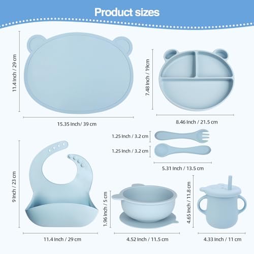 OPIUTA Silicone Baby Led Weaning Set - 7 Piece Blue