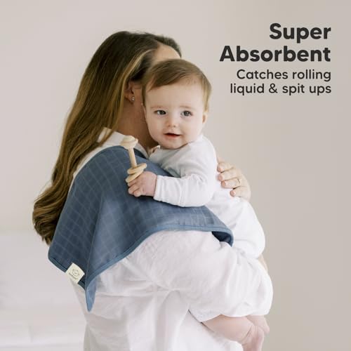 KeaBabies 5-Pack Lumi Muslin Burp Cloths - Soft Absorbent Neutral