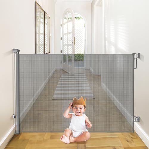 Babepai Retractable Baby Gate - 55 Wide x 38 Tall Gray 1